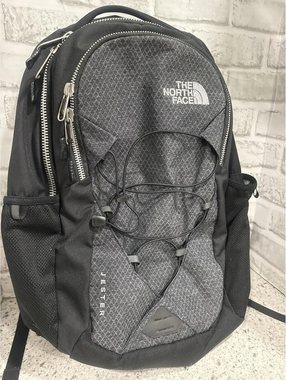 The North Face Jester Backpack Black Gray Mesh Laptop School Bag